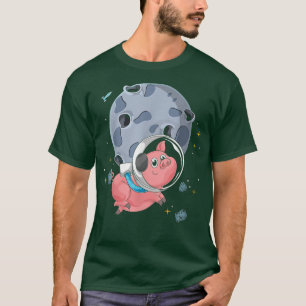 Pig Moon Landing Space Scientist Farm Animal Cute T-Shirt
