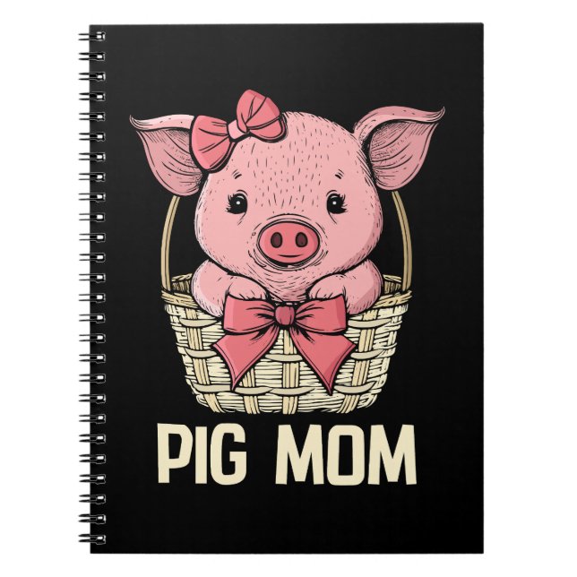 Pig Mum Pig Lover Women Pig Gift Women Cute Pig Notebook (Front)