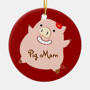 Pig Mum (pretty pig) Ceramic Tree Decoration