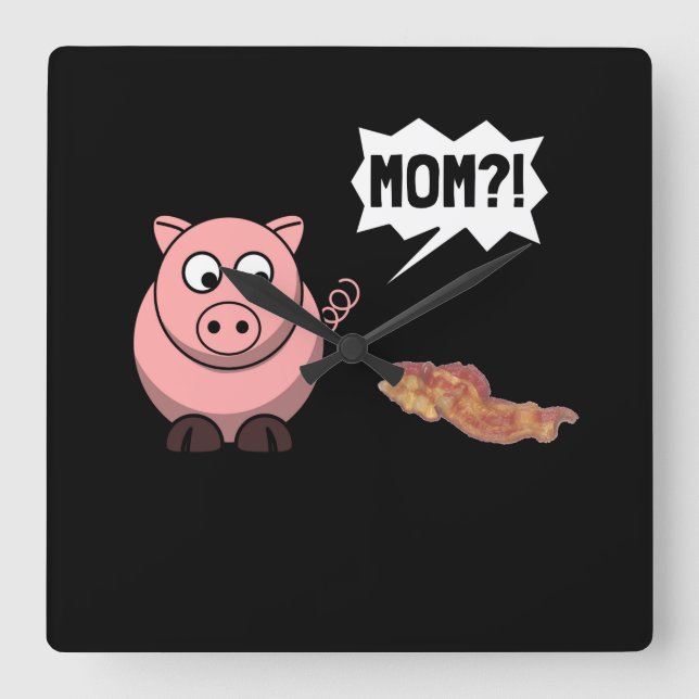 Pig Mum Square Wall Clock (Front)