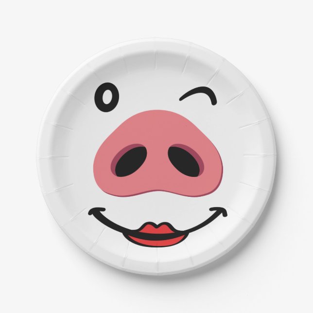 Pig nose happy face. Neus of a pig. Paper Plate (Front)