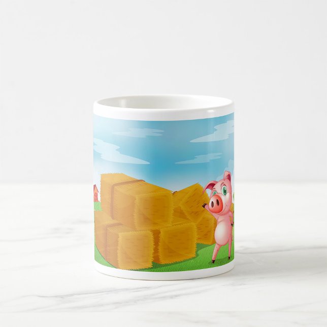 Pig On A Farm Hay Bales Coffee Mug (Creator Uploaded)