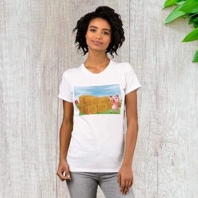 Pig On A Farm Hay Bales T-Shirt (Creator Uploaded)