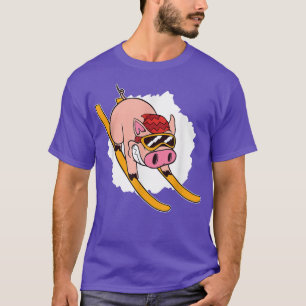 Pig On Skiers - Skiing Pig 4601  T-Shirt