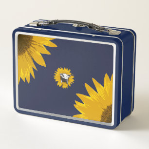 Pig on Sunflower ver2 Royal Dark Blue Metal Lunch Box