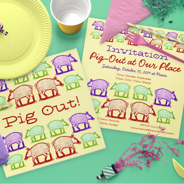Pig Out at Our Place - BBQ Party Invitation (Creator Uploaded)
