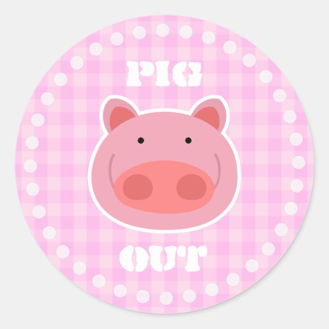 Pig Out Classic Round Sticker (Front)
