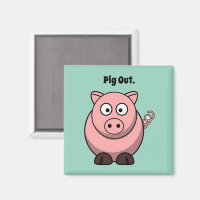 Pig Out Pink Pig Cartoon, Funny BBQ Hog Design