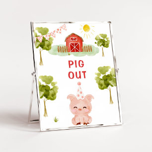 Pig out poster. Farm animals birthday Poster