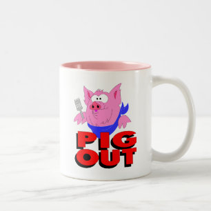 pig out Two-Tone coffee mug