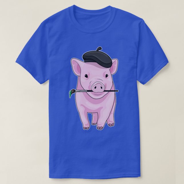Pig Painter Paint brush T-Shirt (Design Front)