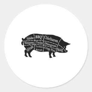 Pig Parts Filipino Food Bbq Pinoy Adobo Funny Pork Classic Round Sticker