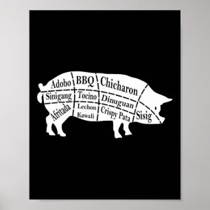 Pig Parts Filipino Food Bbq Pinoy Adobo Funny Pork Poster