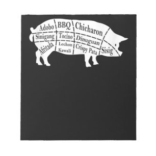 Pig Parts Food BBQ Pinoy Adobo Lovers Gift Notepad