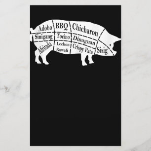 Pig Parts Food BBQ Pinoy Adobo Lovers Gift Stationery