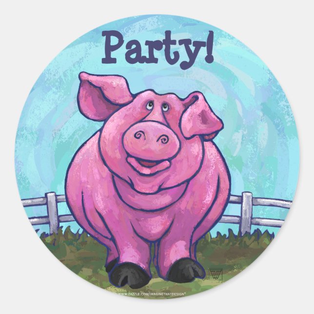 Pig Party Centre Classic Round Sticker (Front)