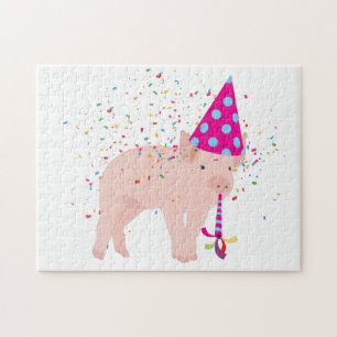 Pig Partying - Animals Having a Party Jigsaw Puzzle