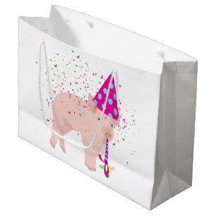 Pig Partying - Animals Having a Party Large Gift Bag
