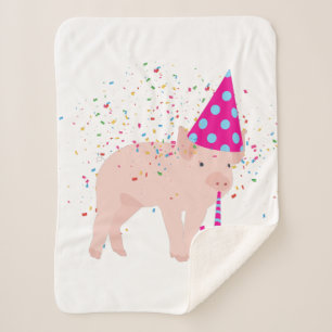 Pig Partying - Animals Having a Party Sherpa Blanket