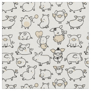 Pig Pattern Cute Piggy paper Fabric