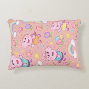 Pig Pattern Throw Pillow Kawaii Cartoon Animal