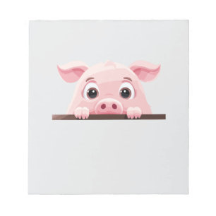 Pig Peeking Cute Adorable Funny Animal Cartoon Art Notepad
