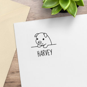 Pig Peeking out 1x1 Rubber Stamp