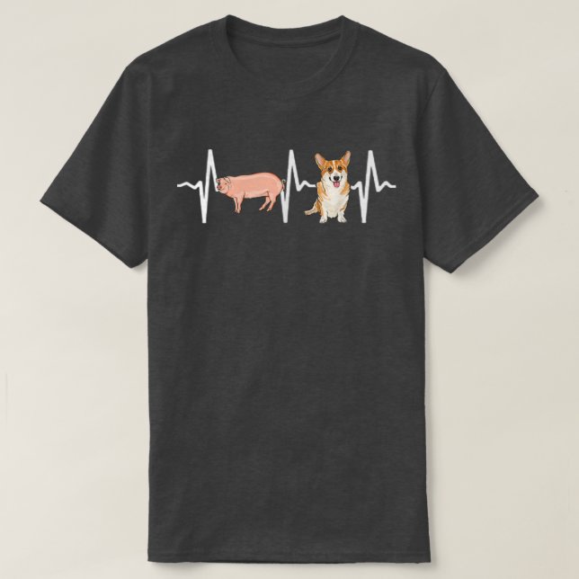 Pig Pembroke Welsh Corgi Heartbeat Dog Lover  T-Shirt (Design Front)