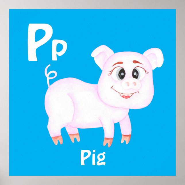 Pig personalise ABC: Letter P -Add Your Name Poster (Front)