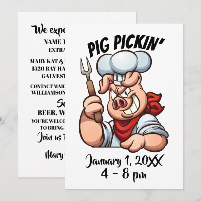 PIG PICKIN' Invitation (Front/Back)