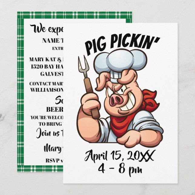 PIG PICKIN' Invitation (Front/Back)
