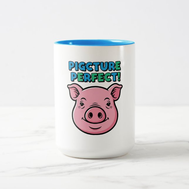 Pig Picture Perfect Design Two-Tone Coffee Mug (Center)