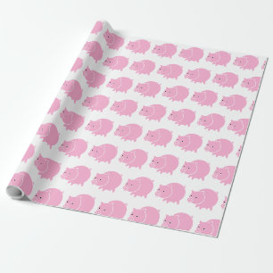 Pig Piglet Farm Animal Hog Cartoon Birthday Wrapping Paper