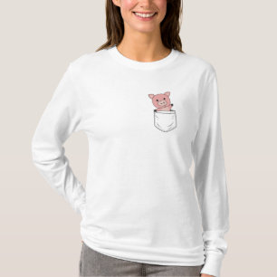 Pig Piglet Farm Cute Animals Breast Pocket T-Shirt