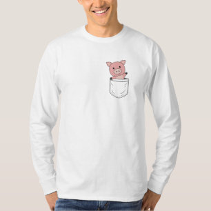 Pig Piglet Farm Cute Animals Breast Pocket T-Shirt