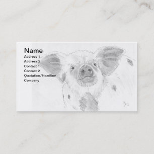 Pig Piglet Pencil Drawing Sketch Farmer Business Card