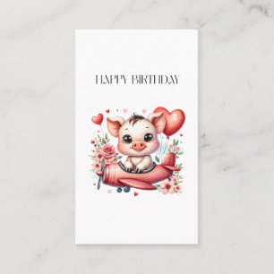 Pig Pilot Birthday Business Card