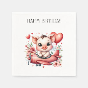 Pig Pilot Birthday Napkin