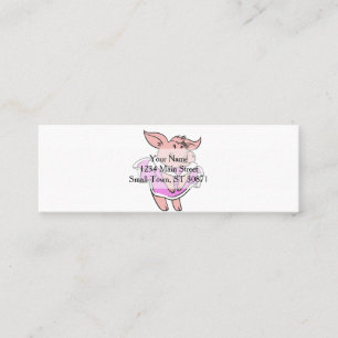 Pig  pink Dress   choose background colour Mini Business Card