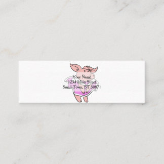 Pig  pink Dress | choose background colour Mini Business Card