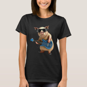 Pig Playing Electric Guitar Animal Pig Guitar 1 T-Shirt