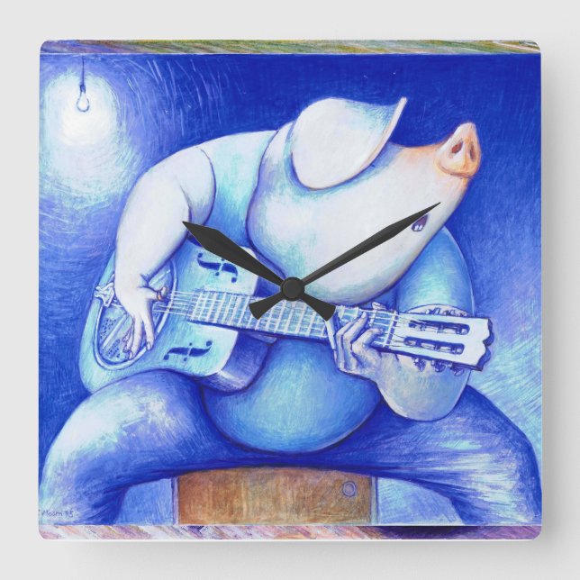 Pig playing guitar wallclock (Front)