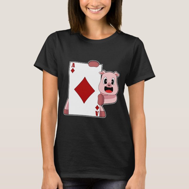 Pig Poker Poker cards Card game T-Shirt (Front)