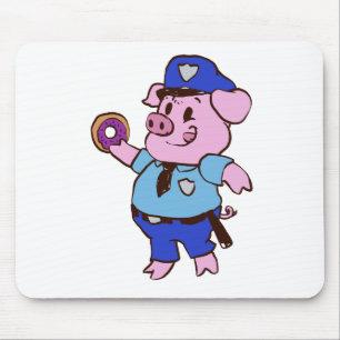 Pig policeman eating a doughnut   choose back colo mouse pad