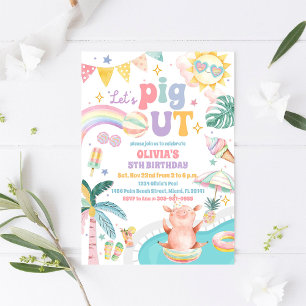 Pig Pool Party Birthday Invitation
