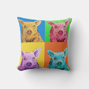 Pig pop art style cushion