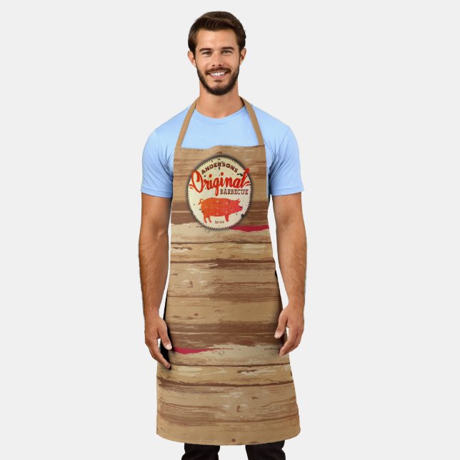 Pig pork barbecue bbq meat personalised kitchen apron (Worn)