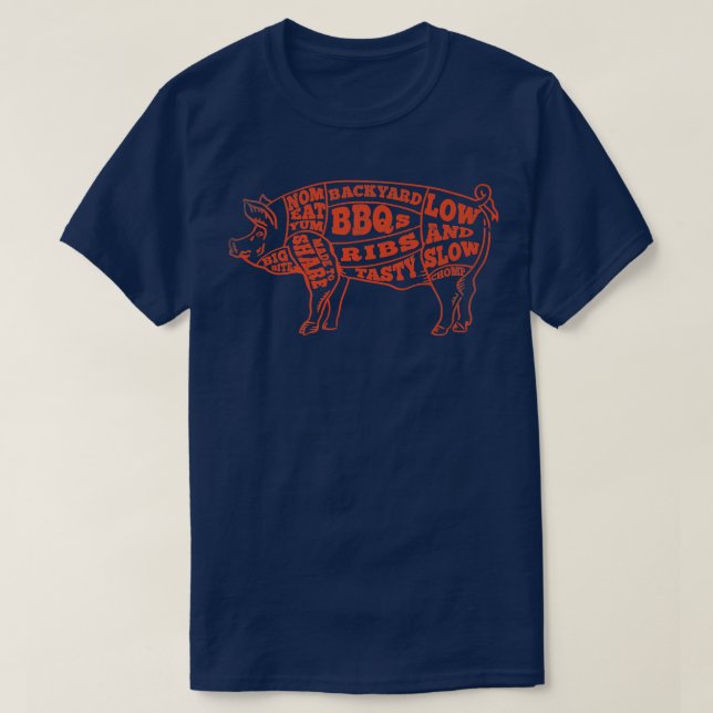 Pig, Pork, Meat & Food Lover Art For Grill & BBQ F T-Shirt (Design Front)