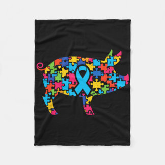 Pig Puzzle Autism Awareness Autistic Womens Mens K Fleece Blanket