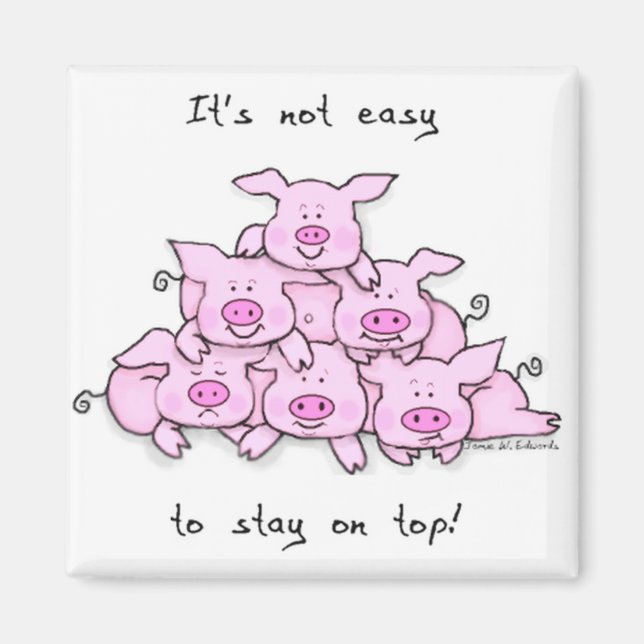 Pig Pyramid Fridge Magnet (Front)